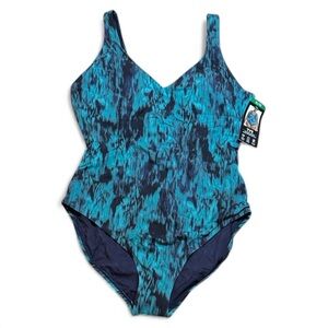 TYR Teal and Black Women’s XL One Piece Swimsuit
